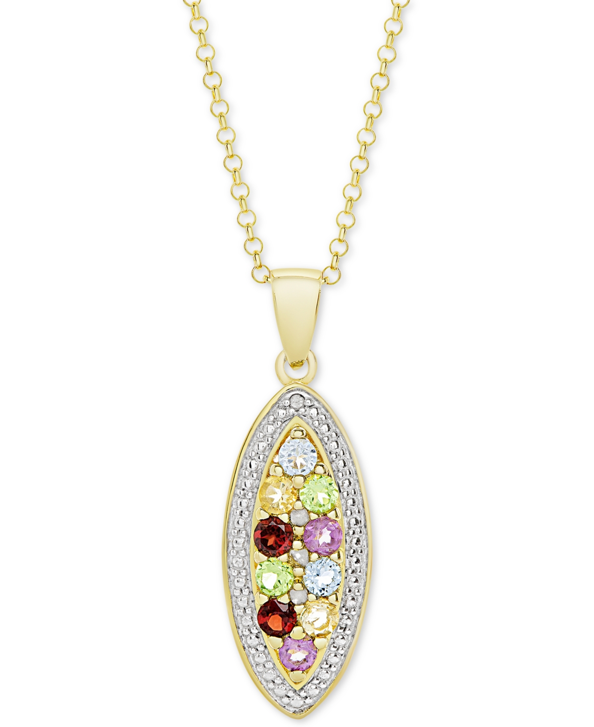 Macy's Multi-gemstone (3/4 Ct. T.w.) & Diamond Accent Mosaic 18" Pendant Necklace In 14k Gold-plated Sterli