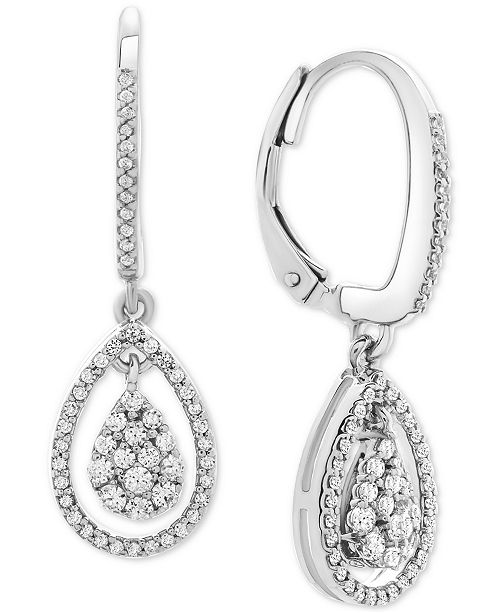 Macy's Diamond Teardrop Orbital Drop Earrings (1/2 ct. t.w.) in ...