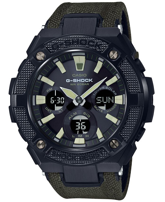 G Shock Men s Solar Analog Digital G Steel Green Cordura Nylon