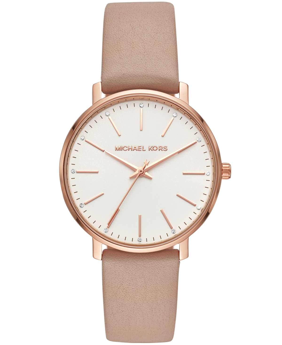 Michael Kors Women's Pyper Blush Leather Strap Watch 38mm In Brown,white