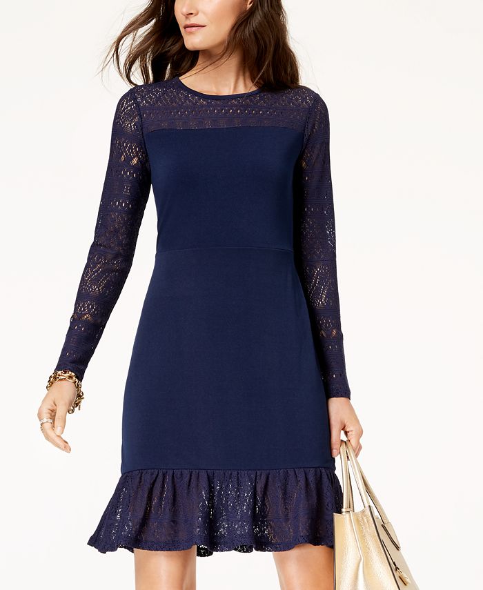 Michael kors pointelle trim flounce dress best sale