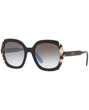 Prada Etiquette 54mm Square Sunglasses In Black Azure/spotted Brown / Grey Gradient