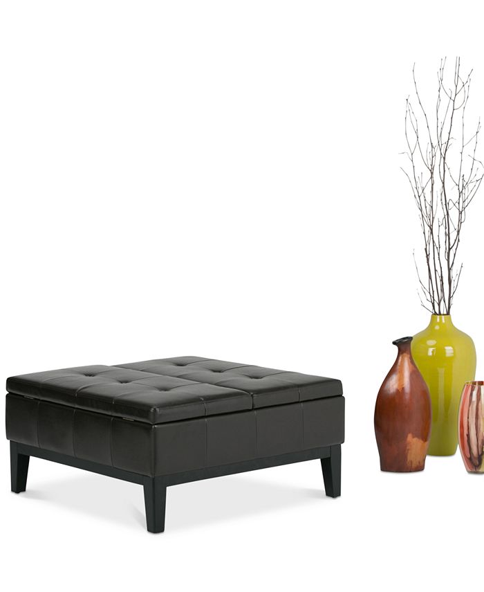 Simpli Home Poway Faux Leather Coffee Table Storage Ottoman - Macy's