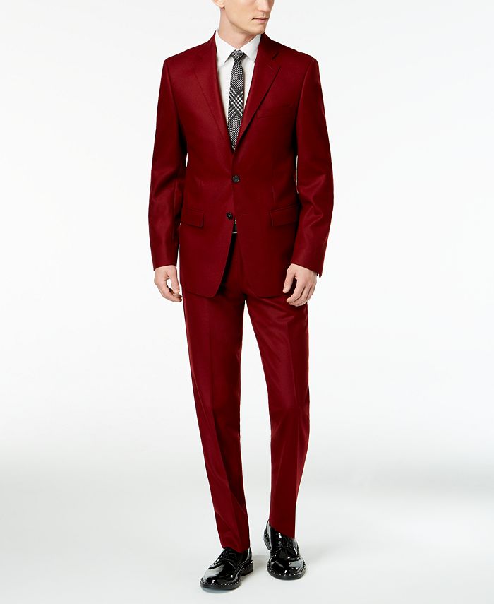Calvin Klein Men's Slim-Fit Burgundy Suit & Reviews - Suits & Tuxedos - Men  - Macy's