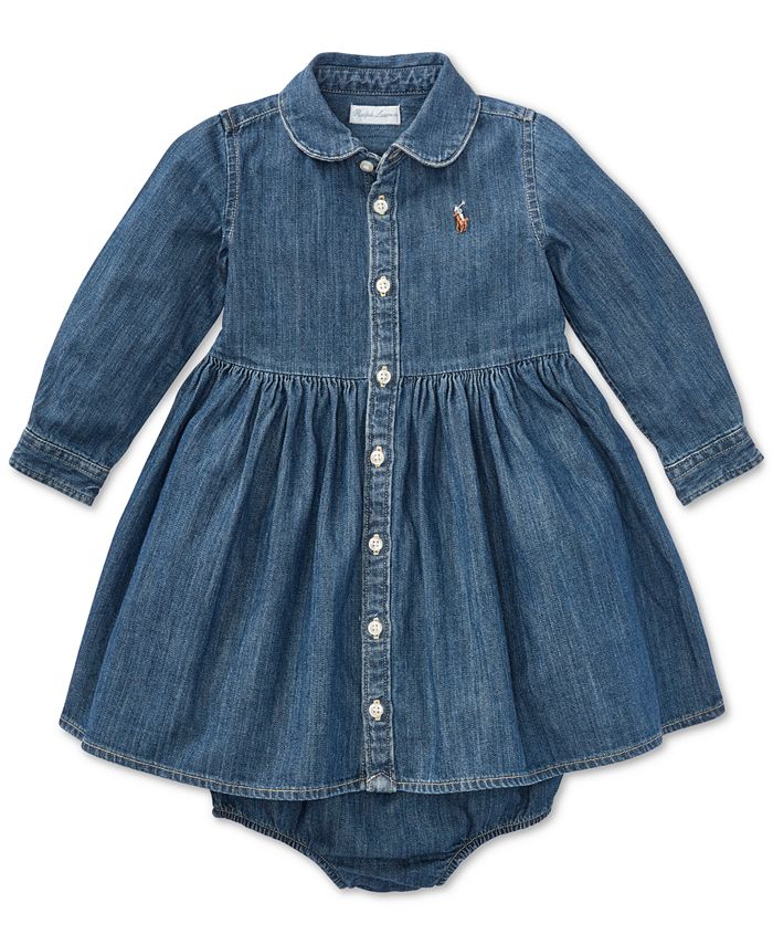 Ralph Lauren Baby Girls Denim Cotton Shirtdress - Macy's