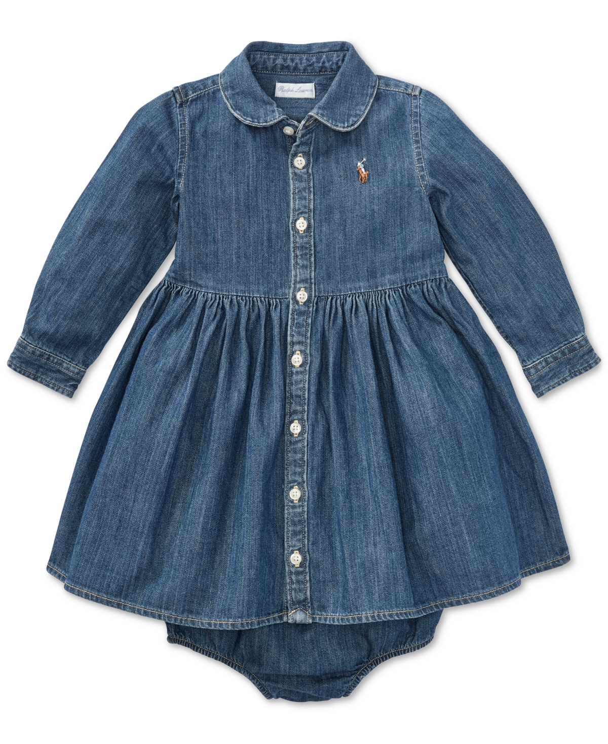 Polo Ralph Lauren Baby Girls Denim Cotton Shirtdress In Blue