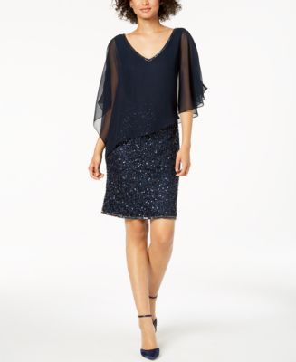 J Kara Embellished Capelet Dress - Macy's