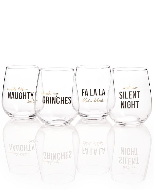 The Cellar Holiday Stemless Wine Glasses, Set of 4, Created for Macy's