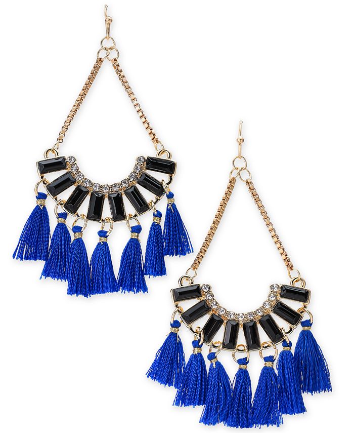 Thalia Sodi GoldTone Crystal, Stone & Tassel Chandelier Earrings