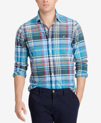 polo ralph lauren slim fit plaid oxford shirt