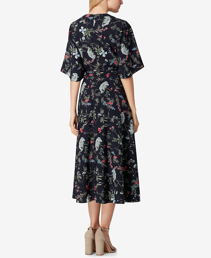 Tahari ASL Belted Floral Kimono Midi Dress - Macy's