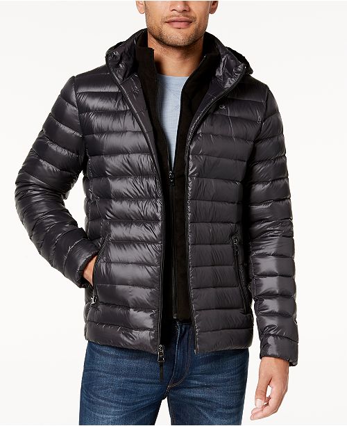 Calvin Klein Men's Packable Down Hooded Puffer Jacket - Coats & Jackets ...