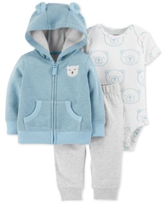 Carter's Baby Boys 3-Pc. Bear Hoodie, Bodysuit & Pants Set & Reviews ...