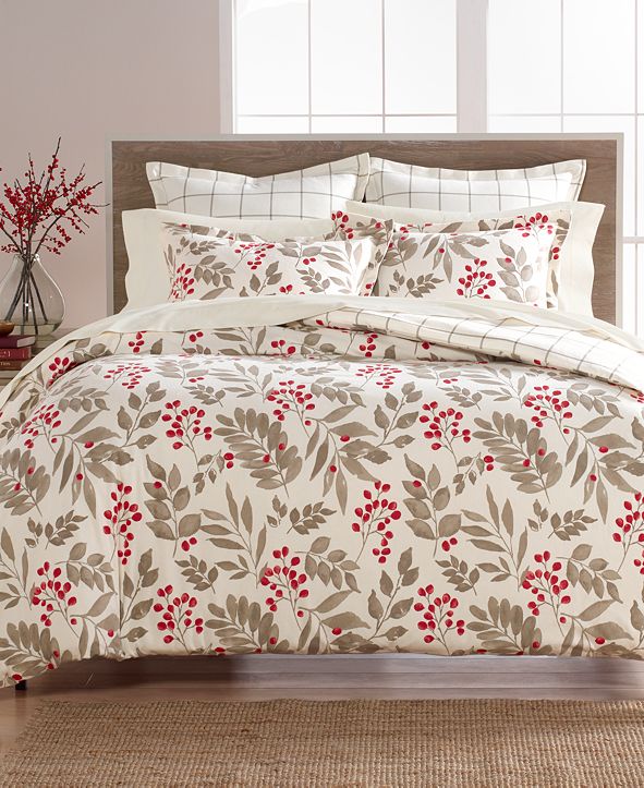 Martha Stewart Collection Bayberry Cotton Flannel Bedding Collection, Created for Macy&#39;s ...