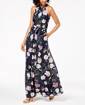 SL Fashions Floral-Print Chiffon Maxi Dress - Macy's