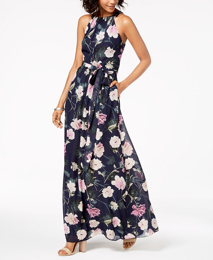 SL Fashions FloralPrint Chiffon Maxi Dress Macy's