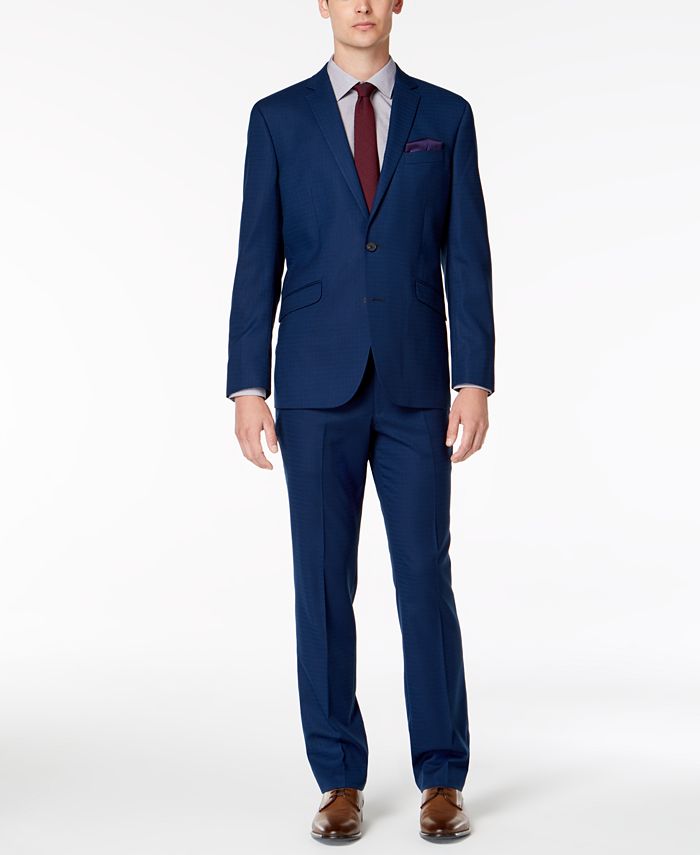 Kenneth Cole Reaction Men s Slim Fit Ready Flex Stretch Blue Tonal