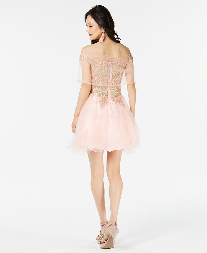 Dancing Queen Juniors Off The Shoulder Lace Fit Flare Dress