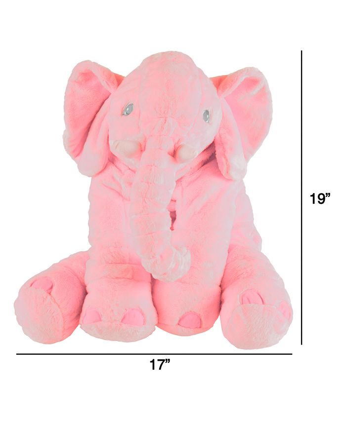 Trademark Global Happy Trails Plush Pink Elephant Stuffed Animal Pillow