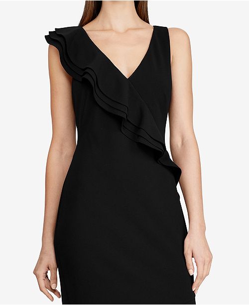 ralph lauren ruffle trim jersey gown
