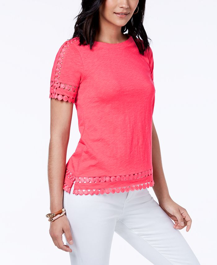Charter Club Cotton Circle-Trim T-Shirt, Created for Macy's & Reviews ...