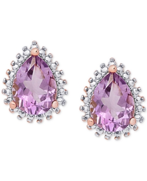 image of Amethyst (1-3/4 ct. t.w.) & Diamond Accent Teardrop Stud Earrings in 18k Rose Gold-Plated Sterling Silver