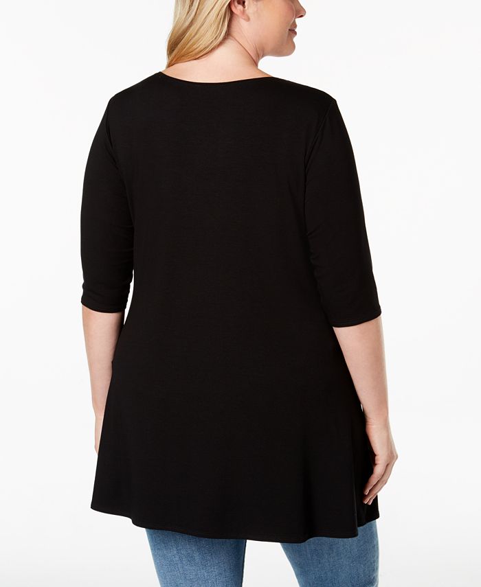 Eileen Fisher Plus Size Stretch Jersey V-Neck Peplum Top & Reviews ...