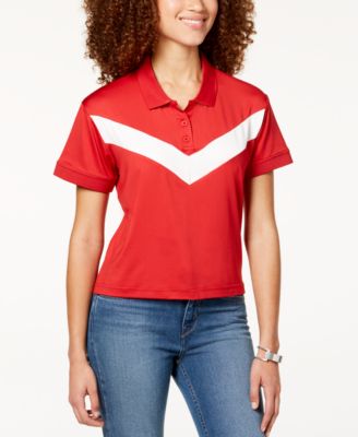 Almost Famous - Juniors' Cropped Chevron-Stripe Polo