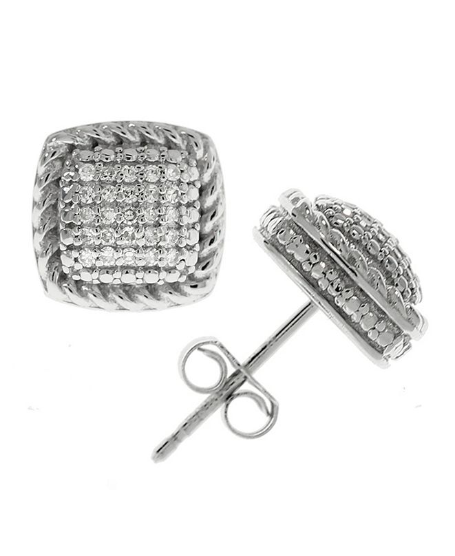 Macy's Diamond Square Cluster Stud Earrings (1/6 ct. t.w.) in Sterling