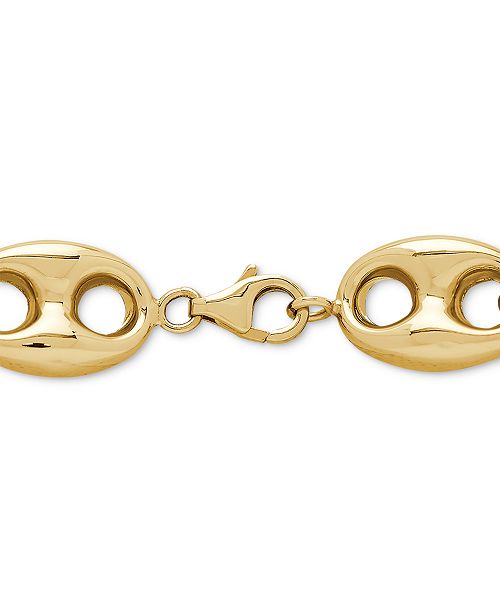 Italian Gold TwoTone Mariner Link Chain Bracelet in 14k Gold & White