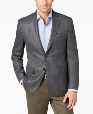 Lauren Ralph Lauren Men's Grey Windowpane Silk and Wool Classic-Fit ...