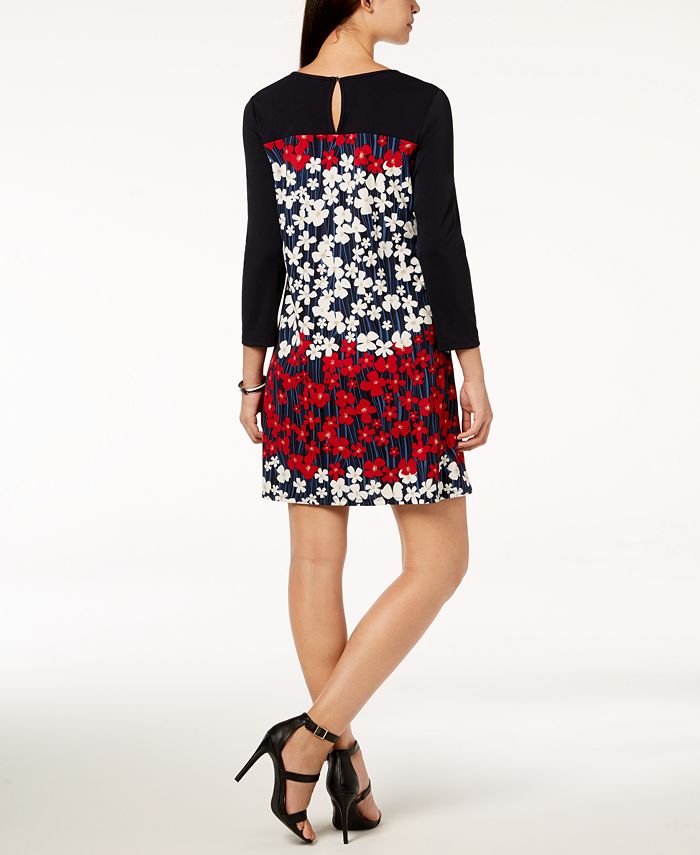 Tommy Hilfiger FloralPrint Colorblock Dress, Created for Macy's Macy's