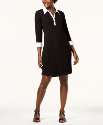 Karen Scott Petite Contrast Trim Cotton Shirtdress Created for Macy s Macy s