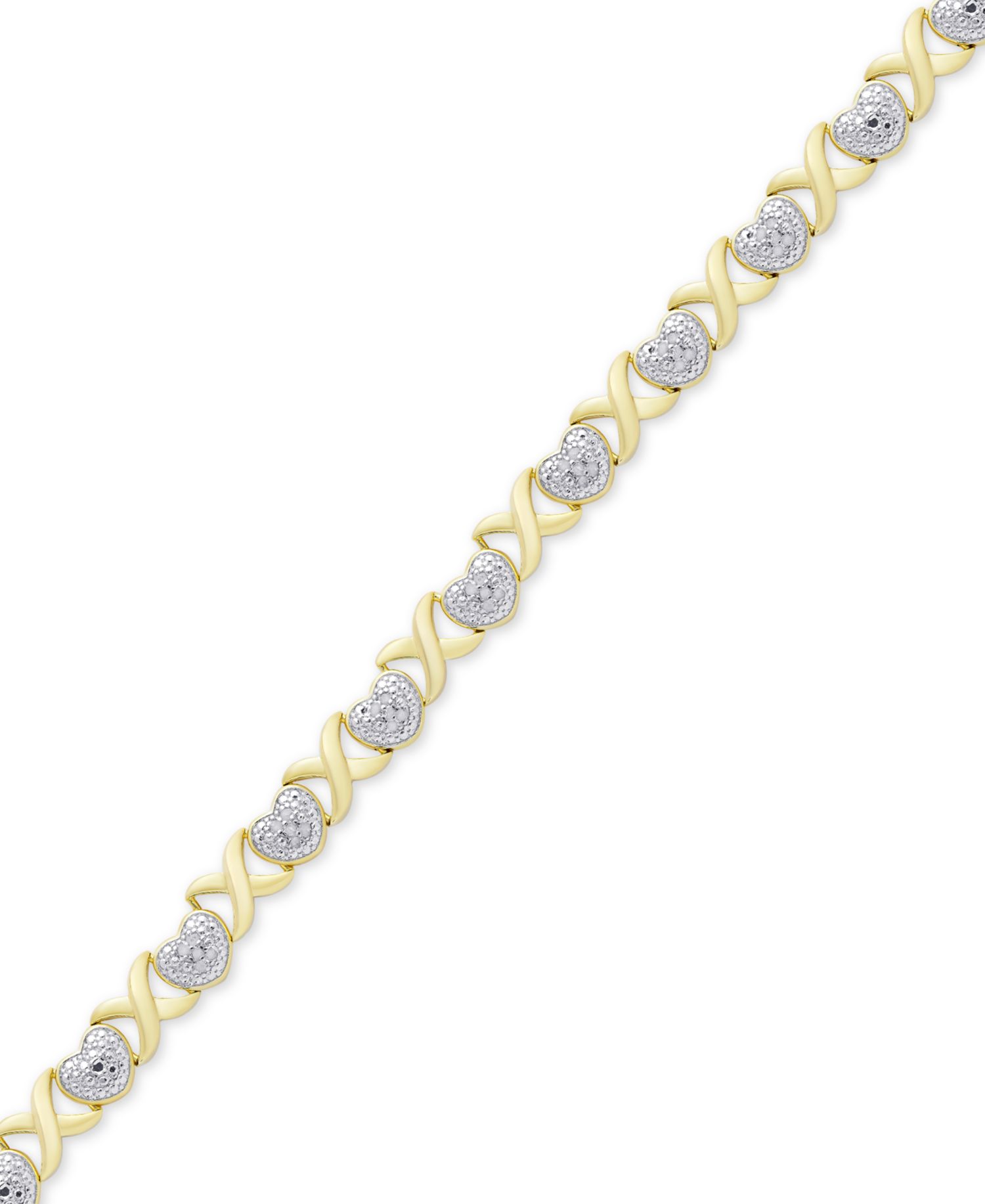 Diamond Accent Heart X Link Bracelet in Silver Plate or Gold Plate or Rose Gold Plate