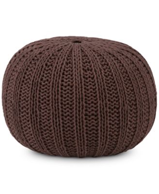 Simpli Home - Emons Round Pouf, Quick Ship
