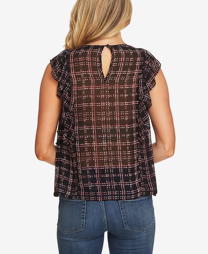 CeCe Ruffled Plaid Top - Macy's