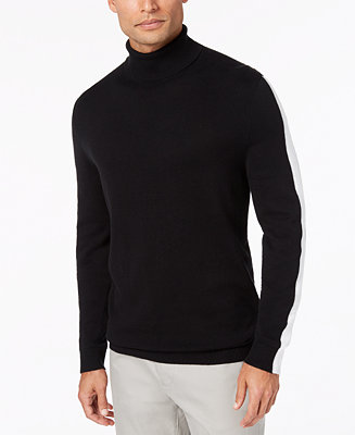 Alfani Men's Striped-Sleeve Turtleneck Sweater, Created for Macy's - Macy's
