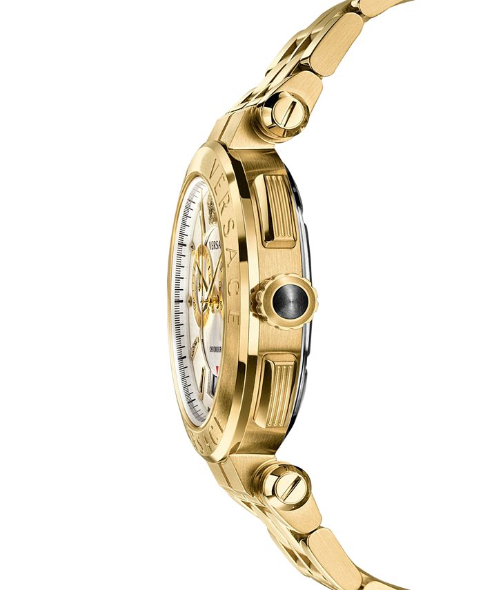 Versace Men's Swiss Aion Chronograph GoldTone Stainless Steel Bracelet Watch 45mm Macy's