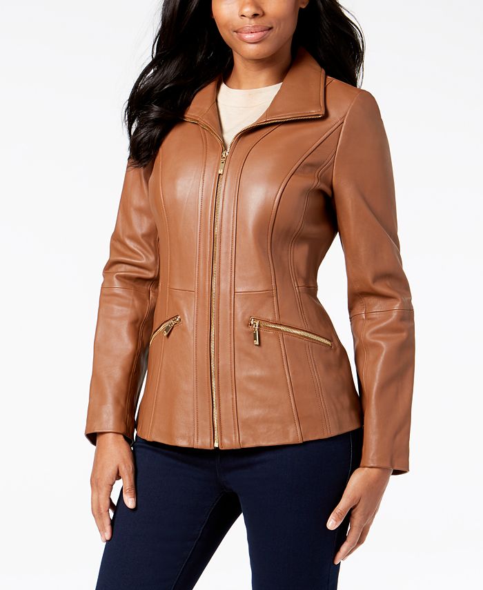 Anne Klein Scuba Leather Jacket - Macy's