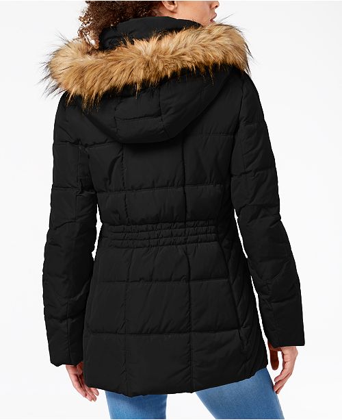 Tommy Hilfiger Hooded Faux Fur Trim Puffer Coat Created For