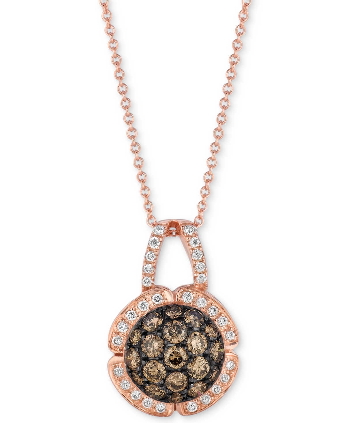Le Vian Chocolatier Diamond Cluster 18" Pendant Necklace (7/8 Ct. T.w.) In 14k Rose Gold In Gold