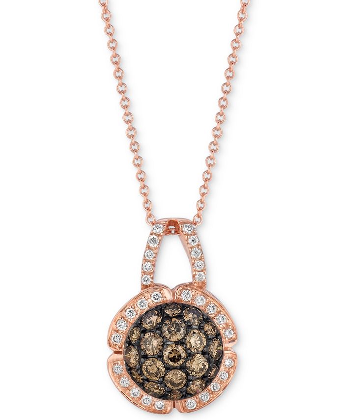 Le Vian - Diamond Cluster 18" Pendant Necklace (7/8 ct. t.w.) in 14k Rose Gold