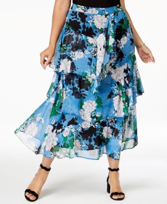 I.N.C. Plus Size Printed Tiered Skirt Created for Macy s Macy s