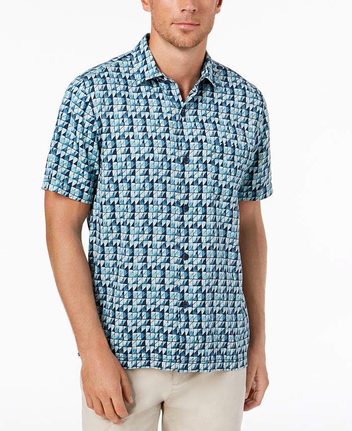 Tommy Bahama Men's Poquito Geo-Print Silk Shirt - Macy's
