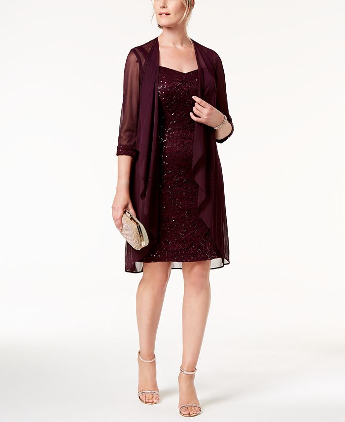 R & M Richards Women's Embellished Lace Gown Wine Size 16 main image 0