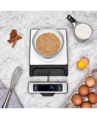 The Good Grips Stainless Steel 11-lb. Food Scale is the ultimate kitchen tool for precise ingredient measurement. With its sleek and modern design, this scale is not only functional but also adds a touch of elegance to your kitchen decor.