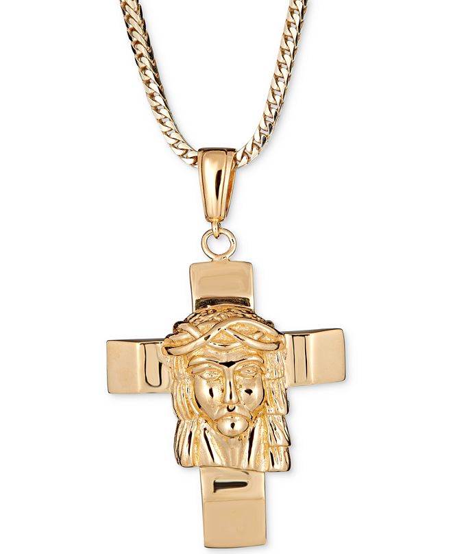Macy's Men's Jesus on Cross 24" Pendant Necklace in 18k GoldPlated