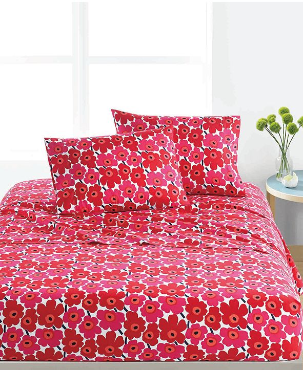 Marimekko Mini Unikko Cotton 200Thread Count 3Pc. Red Floral Twin XL