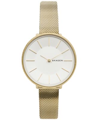 Skagen - Karolina Gold-Tone Stainless Steel Mesh Bracelet Watch 38mm