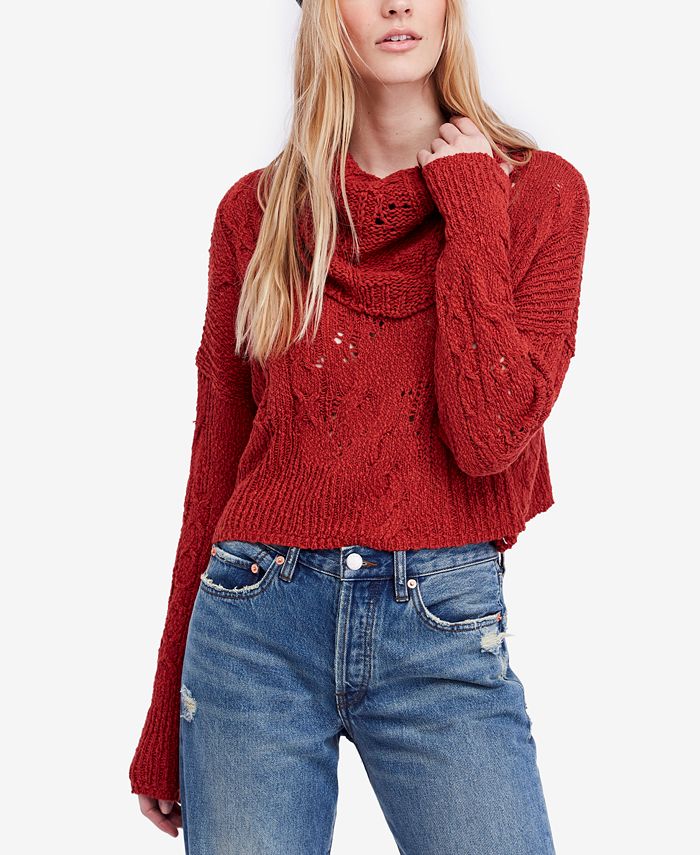 Free People Cropped OpenKnit Sweater Macy's